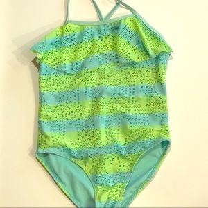 // op mesh ruffled swimsuit //